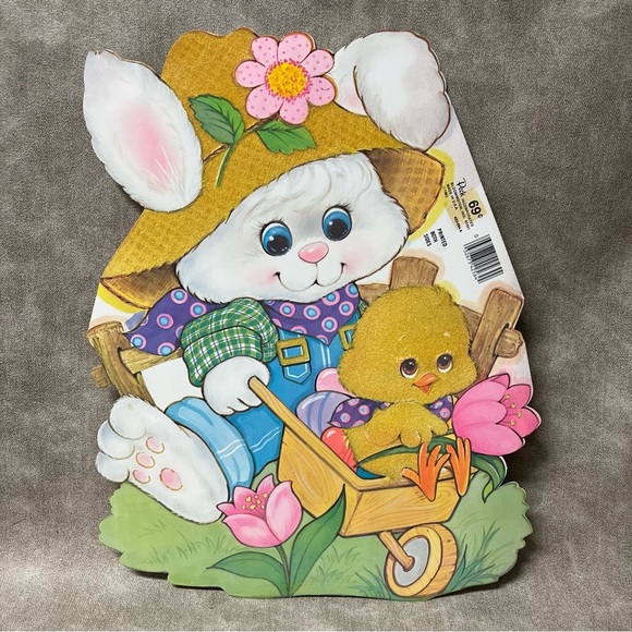 Other - Vtg. 1982 Little Bunny &  Duck w Flowers Cut-Out (Double sided)